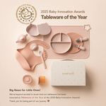 Nestwell Baby First Bites Feeding Gift Set in blush and muted tones, personalized baby feeding essentials